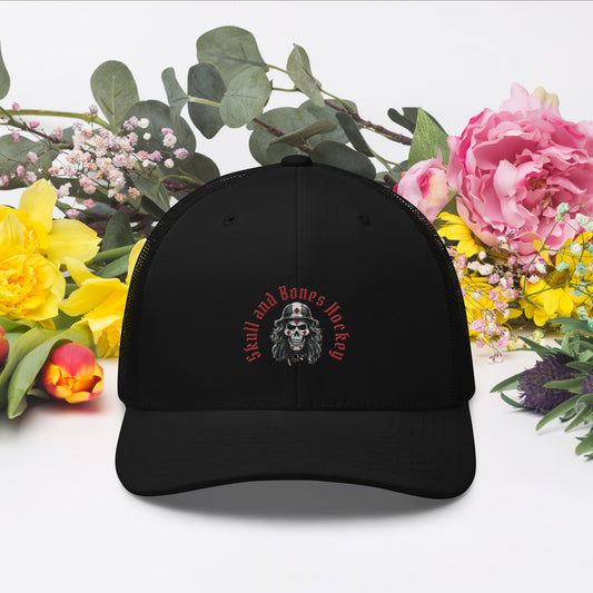 Canadian Crimson Skull Hockey Retro Trucker Hat