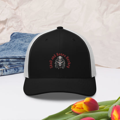 Canadian Crimson Skull Hockey Retro Trucker Hat