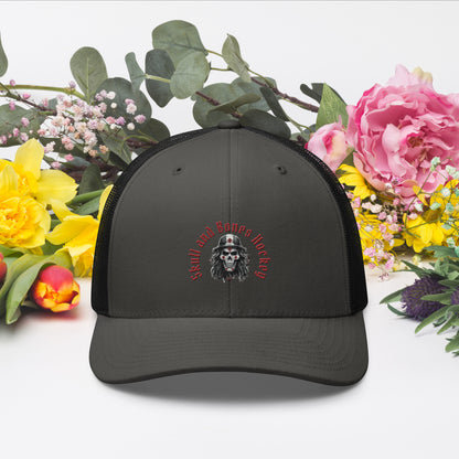 Canadian Crimson Skull Hockey Retro Trucker Hat